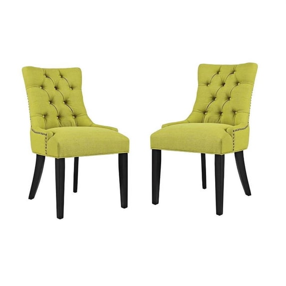 Home Square 2 Piece Upholstered Fabric Dining Side Chair Set in Wheatgrass Green