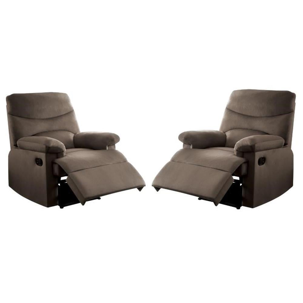 Light Brown Upholstered Woven Recliner Set with Padded Arms