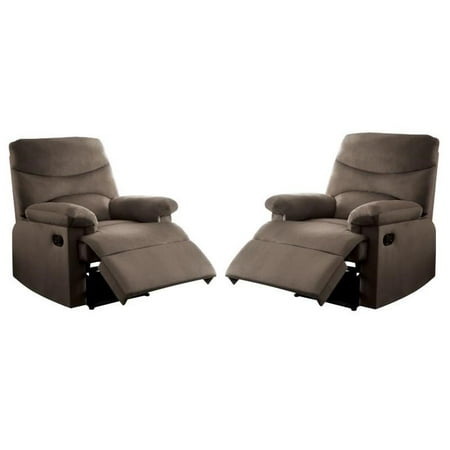 Home Square 2 Piece Upholstered Linen Woven Recliner Set in Light Brown