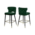 thumbnail image 1 of Home Square 2 Piece Upholstered Velvet Bar Stool Set in Green, 1 of 5