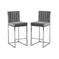 thumbnail image 1 of Home Square 2 Piece Upholstered Velvet Counter Stool Set in Gray, 1 of 4