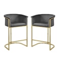 thumbnail image 1 of Home Square 2 Piece Velvet Counter Stool Set with Gold Metal Base in Gray, 1 of 4