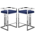 thumbnail image 1 of Home Square 2 Piece Velvet Counter Stool Set with Gray Metal Base in Navy, 1 of 4