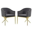 thumbnail image 1 of Home Square 2 Piece Velvet Dining Chair Set with Gold Metal Base in Gray, 1 of 4