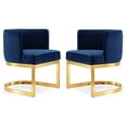thumbnail image 1 of Home Square 2 Piece Velvet Dining Chair Set with Gold Metal Base in Navy Blue, 1 of 4