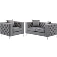 thumbnail image 1 of Home Square 2 Piece Velvet Fabric Loveseat and Chair Set in Gray, 1 of 11