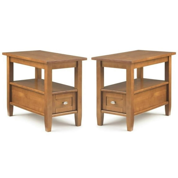 Home Square 2-Piece Wood 14" Rectangle Transitional Narrow Side Table Set
