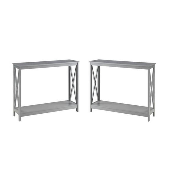 Home Square 2 Piece Wood Console Table Set in Gray