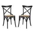 thumbnail image 1 of Home Square 2 Piece Wood Frame/Rattan Seat Dining Chair Set in Black/Natural, 1 of 5