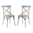 thumbnail image 1 of Home Square 2 Piece Wood Dining Side Chair Set with Rattan Seat in Light Gray, 1 of 9