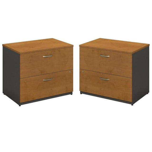 Home Square 2 Piece Wood Filing Cabinet Set with 2 Drawer in Natural Cherry