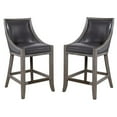 thumbnail image 1 of Home Square 2 Piece Wood Frame Faux Leather Counter Stool Set in Gray, 1 of 7