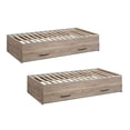 thumbnail image 1 of Home Square 2 Piece Wood Twin Mates Bed with Storage Drawers Set in Laurel Oak, 1 of 11