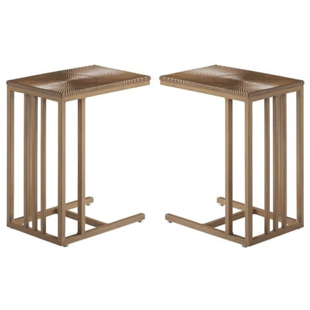 Home Square 21"H Patio End Table in Natural Teak - Set of 2
