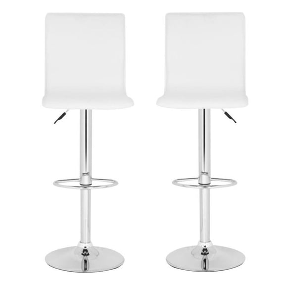 Home Square 22.2"-29.5" Chrome Steel Bar Stool in White - Set of 2