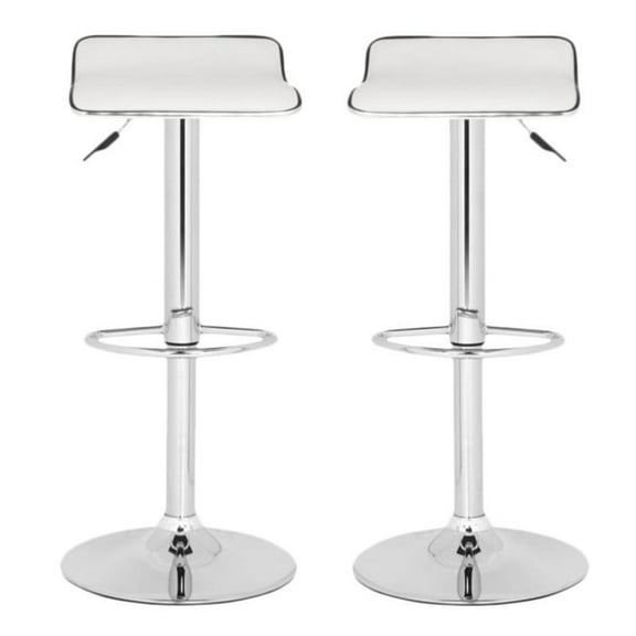 Home Square 22.4"-20.9" Chrome Steel Bar Stool in White - Set of 2