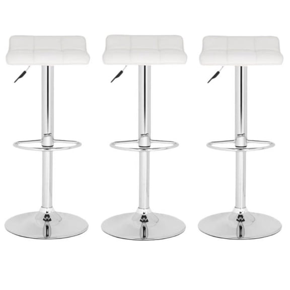 Home Square 22.4"-30.9" Chrome Steel Bar Stool in White - Set of 3