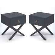 Home Square 22"H Transitional End Table in Navy Blue - Set of 2