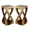 thumbnail image 1 of Home Square 22x12" Traditional Wood Vine Twist Stool in Walnut - Set of 2, 1 of 7