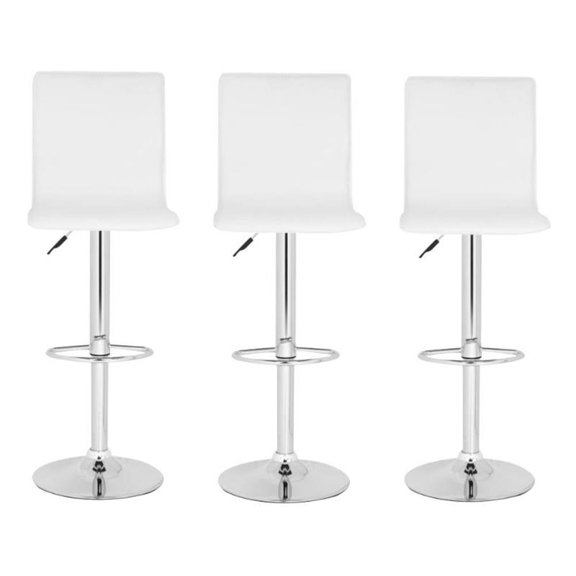 Home Square 23.2"-29.5" Chrome Steel Bar Stool in White - Set of 3