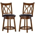 thumbnail image 1 of Home Square 23.5" Carmen Wood Counter Stool in Rustic Oak Brown - Set of 2, 1 of 11