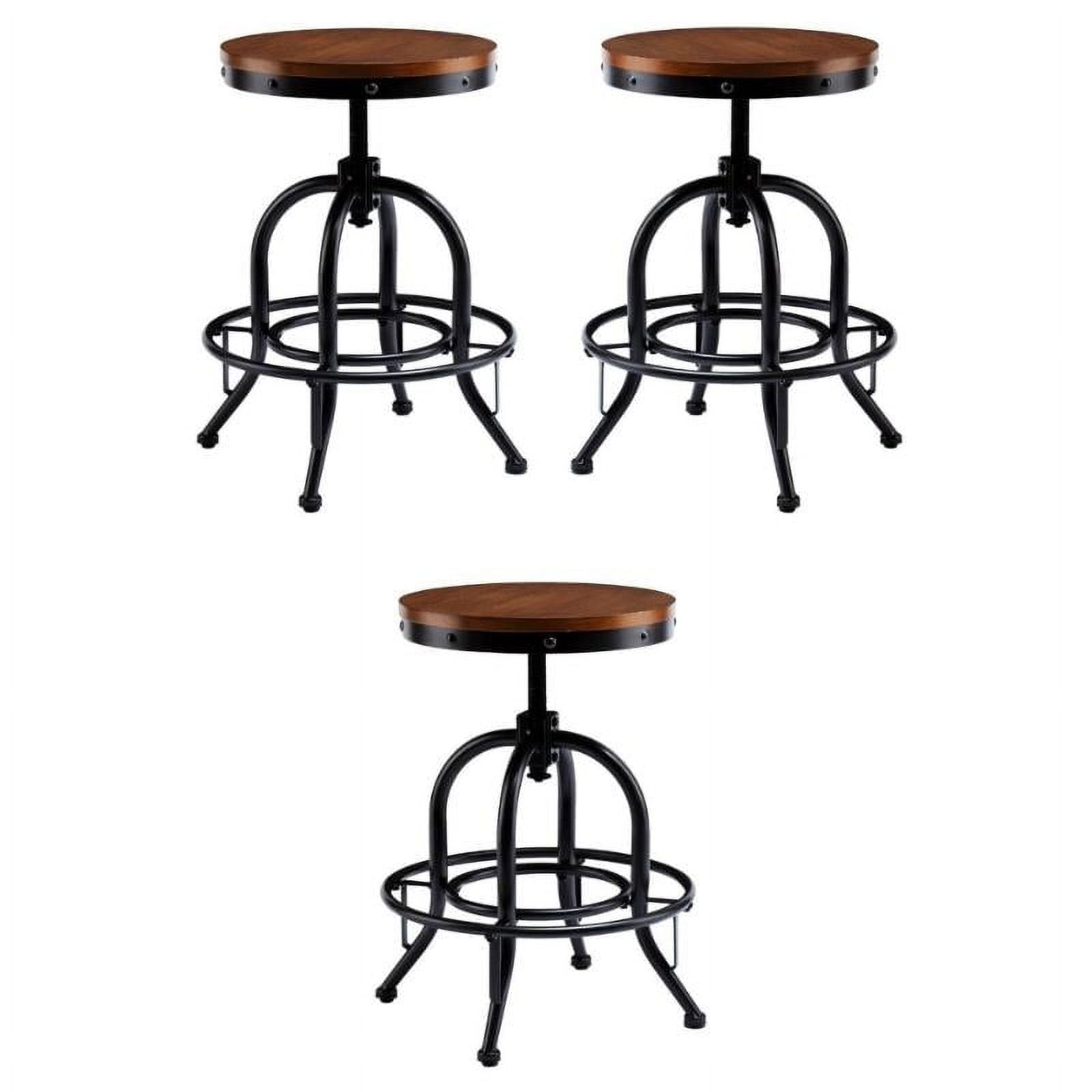Home Square 24.25" Adjustable Swivel Counter Stool in Pine Set of 3