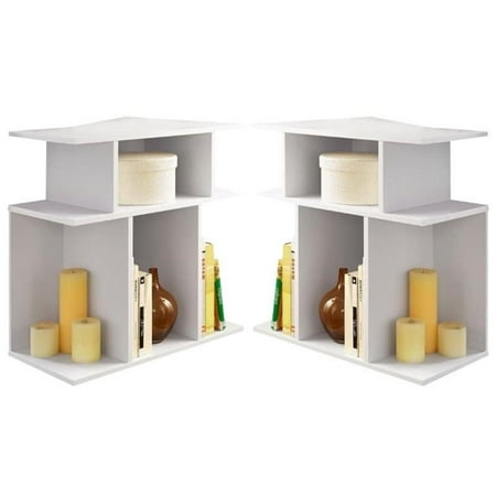 Home Square 24" Accent Side Table in White Finish - Set of 2