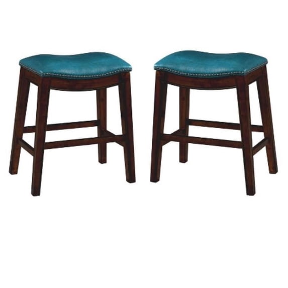 Home Square 24" Backless Counter Height Stool in Blue - Set of 2