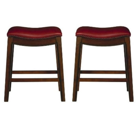 Home Square 24" Backless Counter Height Stool in Red - Set of 2