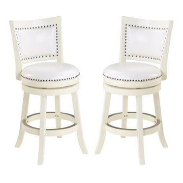 Home Square 24" Bristol Swivel Bar Stool in White - Set of 2