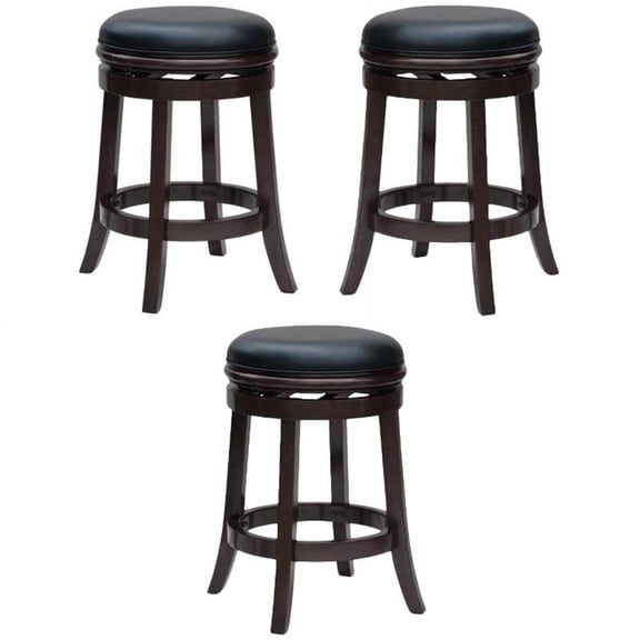 Home Square 24" Faux Leather Counter Height Stool in Cappuccino - Set of 3