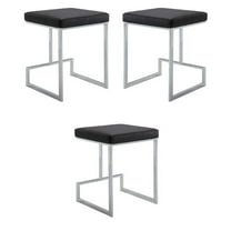 Home Square 24" Faux Leather Counter Stool in Black - Set of 3