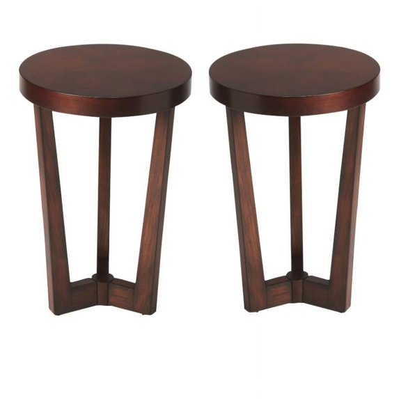 Home Square 24"H Transitional End Table in Dark Brown - Set of 2