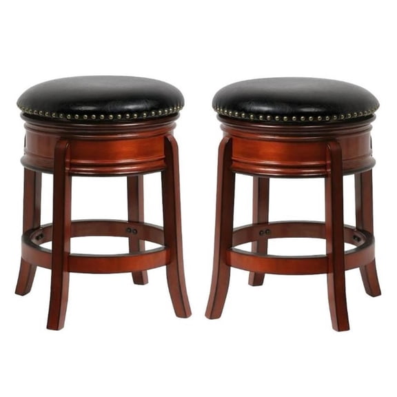 Home Square 24" Hamilton Swivel Bar Stool in Brandy - Set of 2