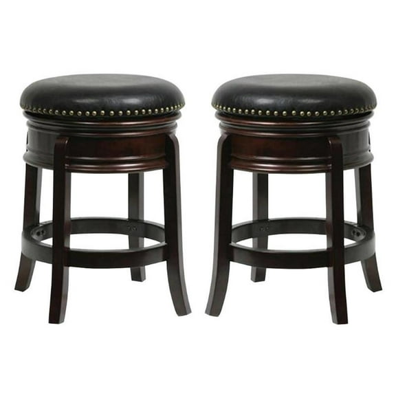 Home Square 24" Hamilton Swivel Bar Stool in Cappuccino - Set of 2