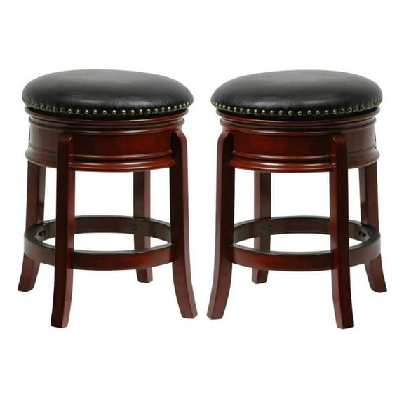 Home Square 24" Hamilton Swivel Bar Stool in Cherry - Set of 2