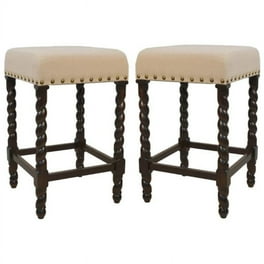 Home Square 30 Bar Stool in Vintage White Linen Finish Set of 2 Walmart