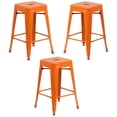 thumbnail image 1 of Home Square 24" Metal Backless Counter Stool in Orange - Set of 3, 1 of 10