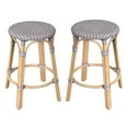 thumbnail image 1 of Home Square 24" Rattan Round Counter Stool in Pink - Set of 2, 1 of 6