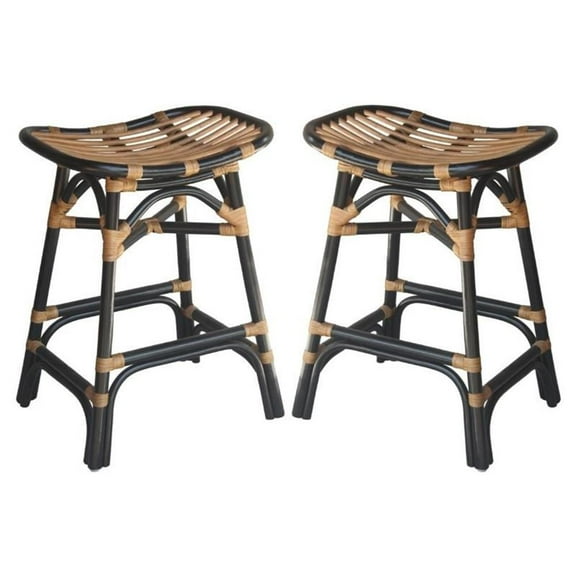 Home Square 24" Saddle Seat Counter Stool in Black - Set of 2