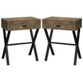 thumbnail image 1 of Home Square 24" Wood Top Storage End Table in Brown and Black - Set of 2, 1 of 6