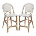 thumbnail image 1 of Home Square 25.5" Rattan Bistro Counter Stool in White - Set of 2, 1 of 6