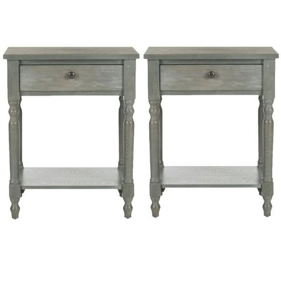 Home Square 25"H Wood End Table in Ash Grey - Set of 2