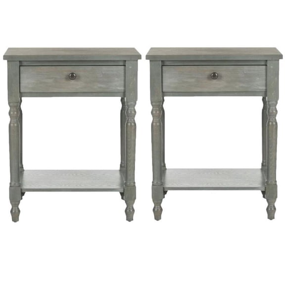 Home Square 25"H Wood End Table in Ash Grey - Set of 2