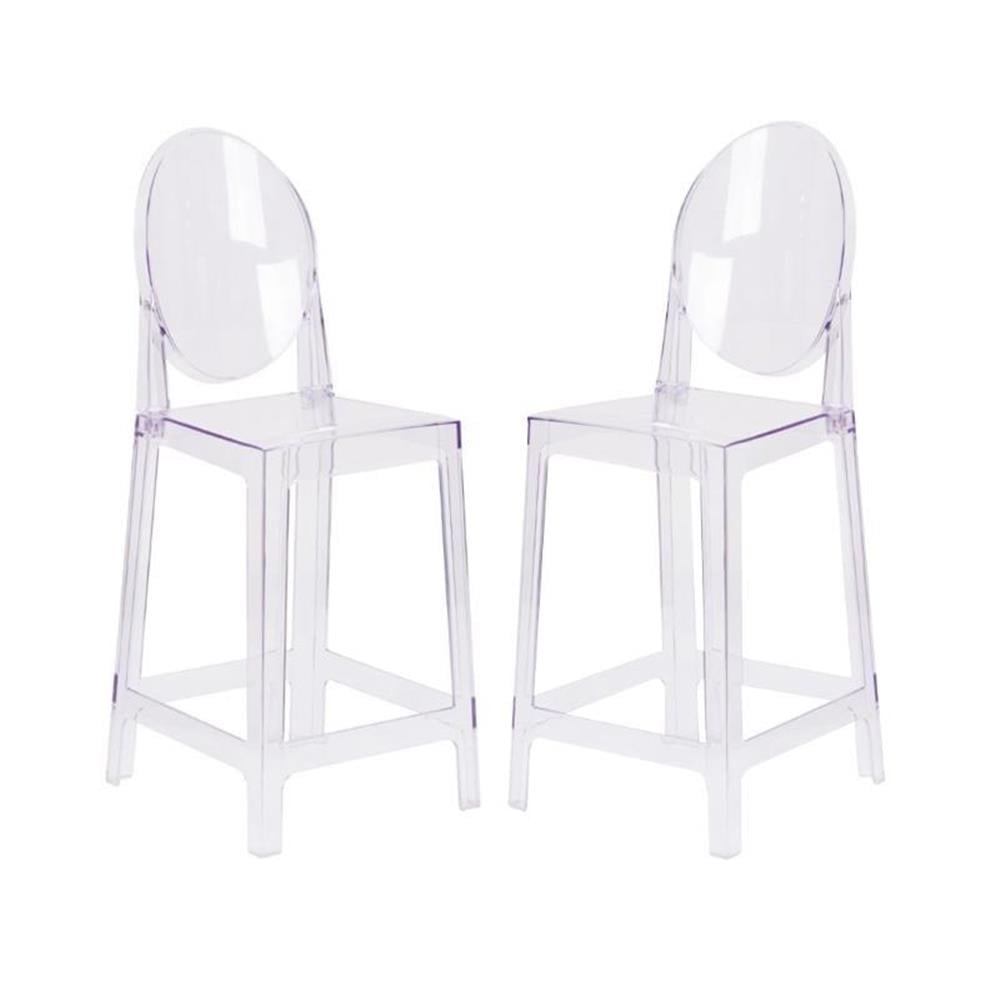 Ghost Counter Stool in Transparent Crystal with Square Back