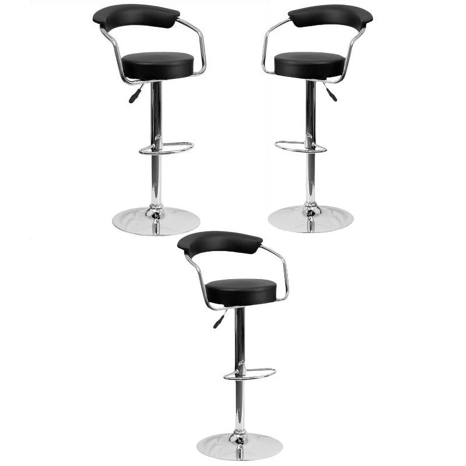 Home Square 25" to 33" Adjustable Bar Stool with Arms in Black Set of