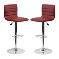 thumbnail image 1 of Home Square 25" to 33" Striped Bar Stool in Burgundy with Chrome Base - Set of 2, 1 of 7