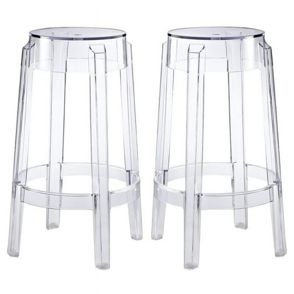 Home Square 26.5" Counter Stool in Clear Finish - Set of 2