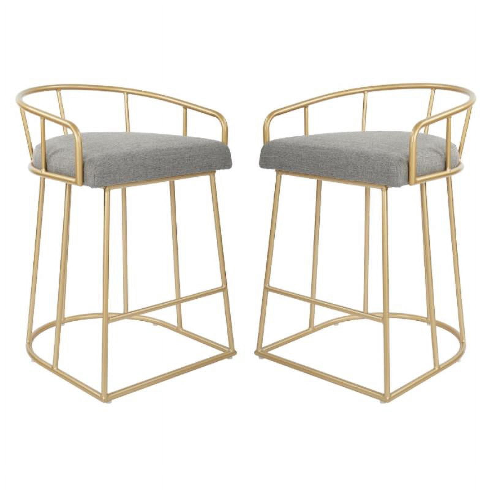 Home Square 26" Counter Stool in Ash Fabric with Gold Base - Set of 2 ...