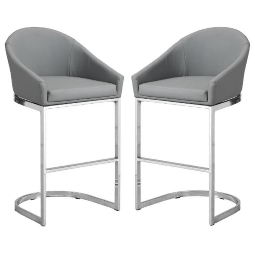 Home Square 26 Inch Upholstered Counter Stool in Gray - Set of 2 ...